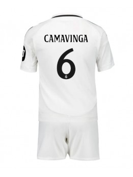 Real Madrid Eduardo Camavinga #6 Heimtrikotsatz für Kinder 2024-25 Kurzarm (+ Kurze Hosen)